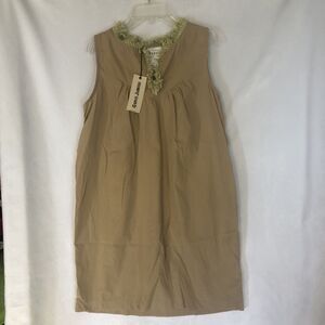 NWT Gypsy Junkies Tassel Trim Shift Dress, Beige, Sage, Wild Flower, Size L/XL